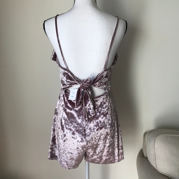 UO Crushed Velvet Ruffle Romper - Picture 8 of 8